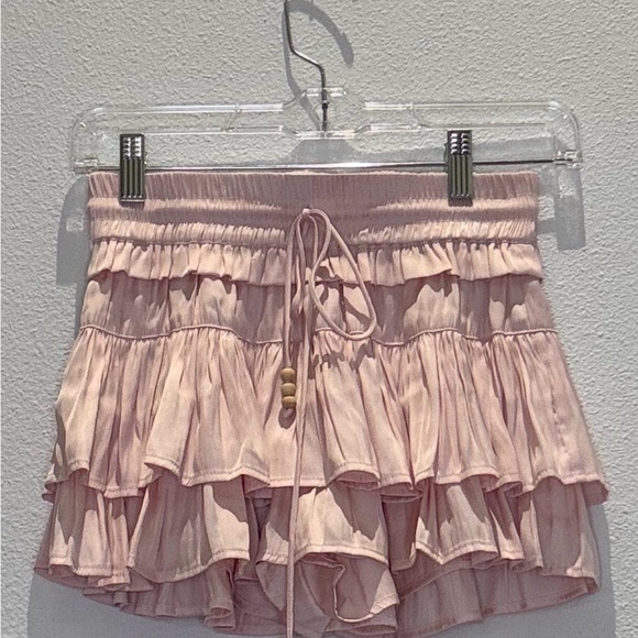FLANNEL Ruffled Mini Skirt in Light Pink - Picture 3 of 4